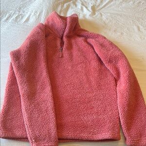 Eddie Bauer Quarter-Zip Sherpa Pullover - Coral Pink